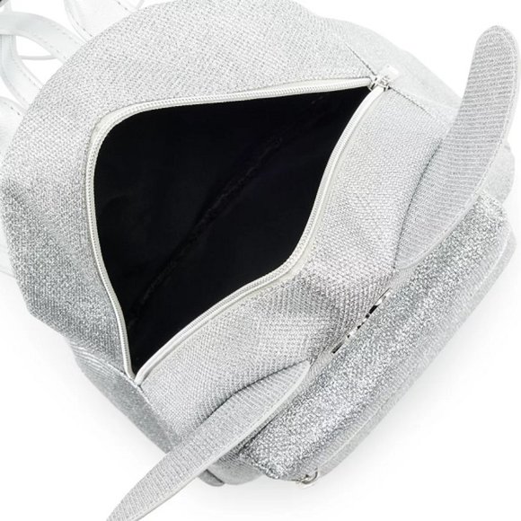 NWT! Mickey Mouse Silver Shimmer Metallic Mini Backpack - Picture 3 of 5